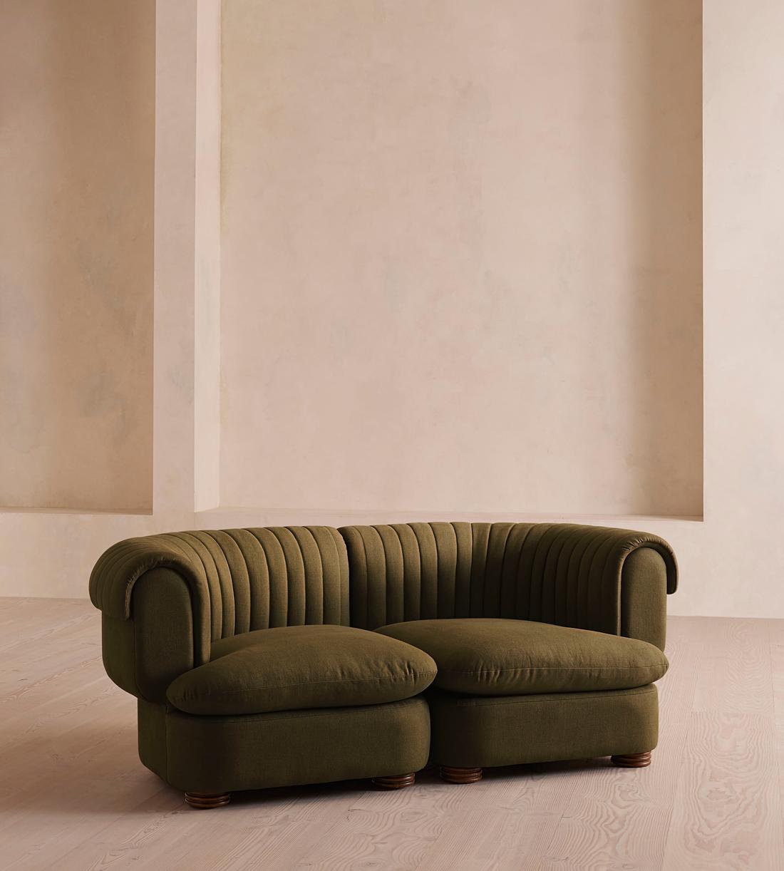 Rava Three Seater Sofa - Linen - Olive - US - Listing - Image 1