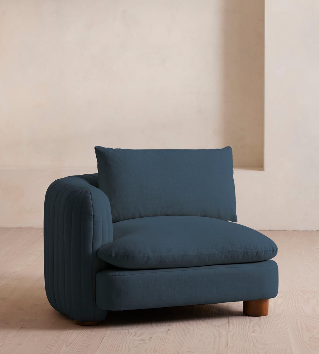 Vivienne Deeper Sit Sectional Sofa - Armless Module - Linen - Prussian Blue - US - Image 2