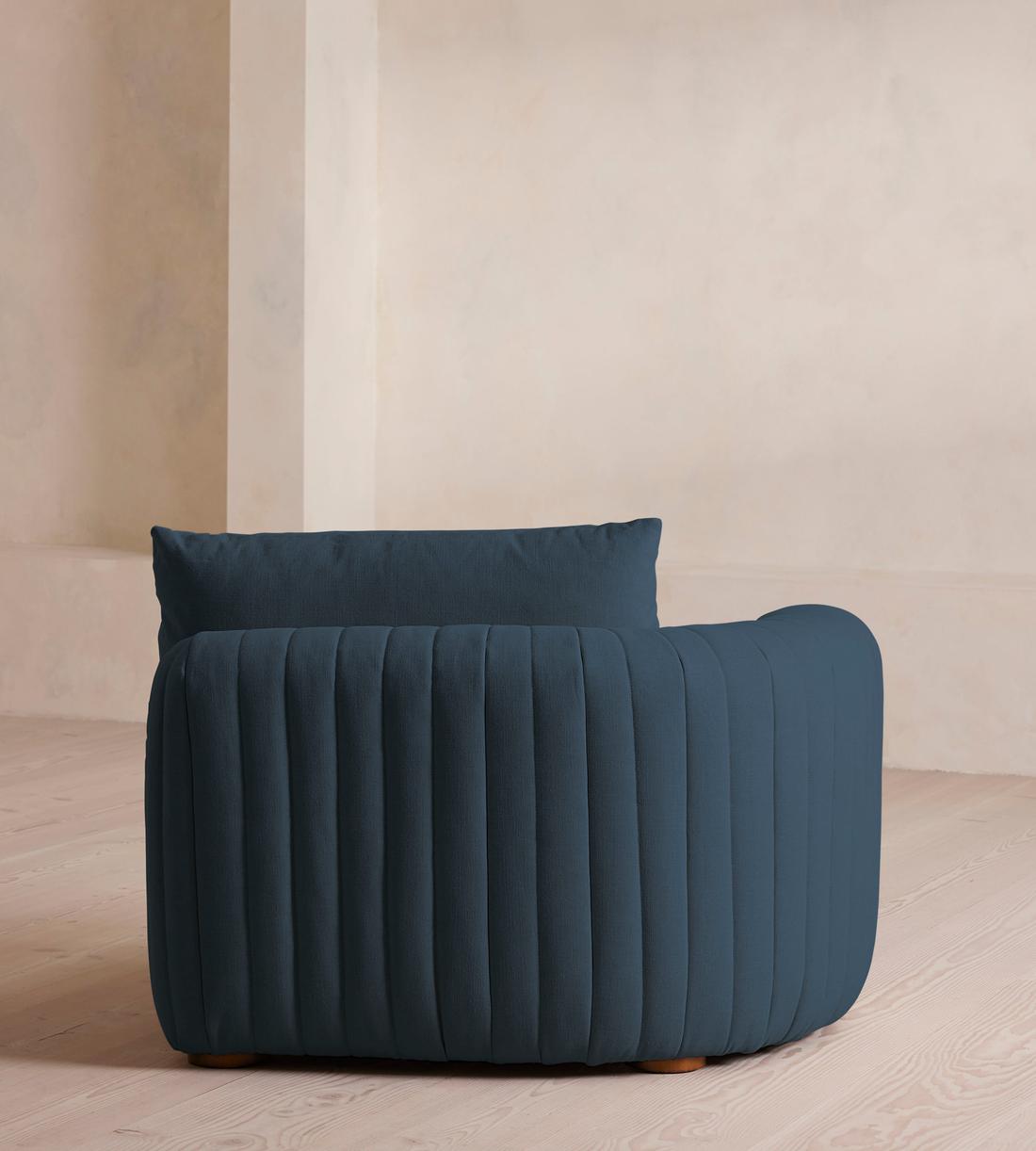 Vivienne Deeper Sit Sectional Sofa - Armless Module - Linen - Prussian Blue - US - Image 4