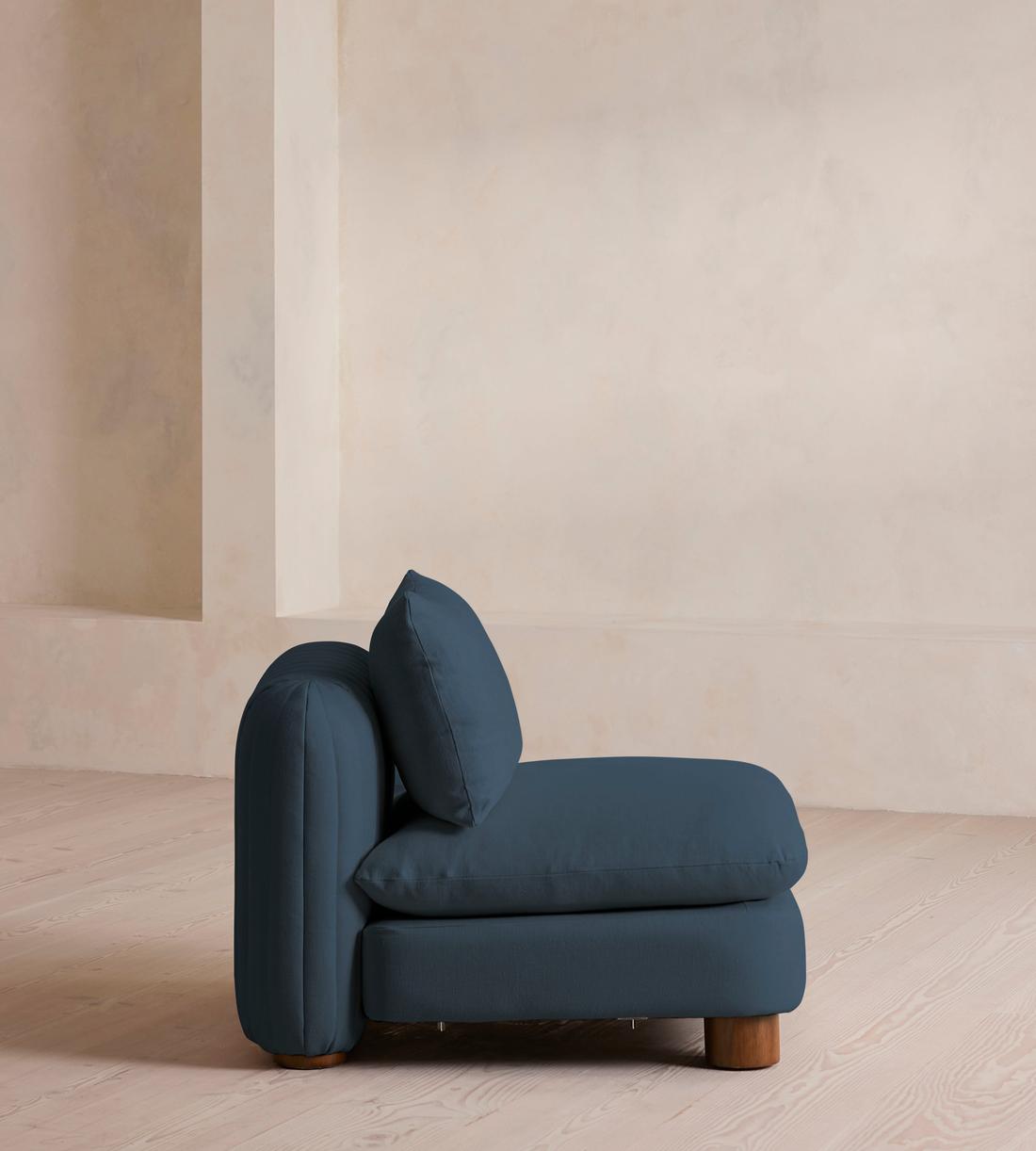 Vivienne Deeper Sit Sectional Sofa - Armless Module - Linen - Prussian Blue - US - Image 7
