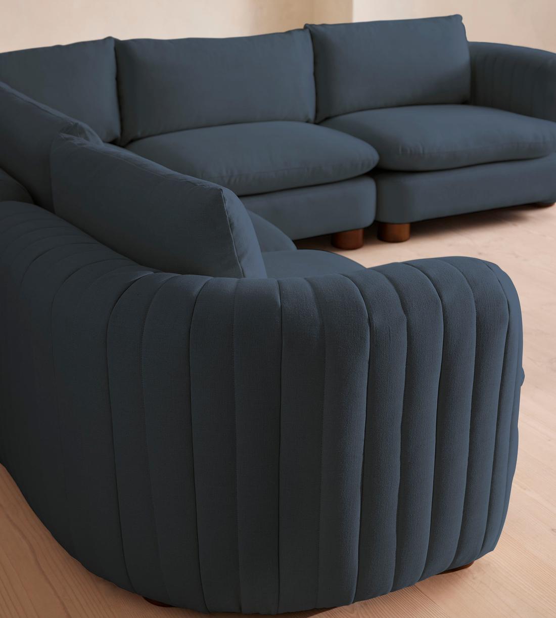 Vivienne Deeper Sit Sectional Sofa - Corner Sofa - Linen - Prussian Blue - US - Images - Image 4