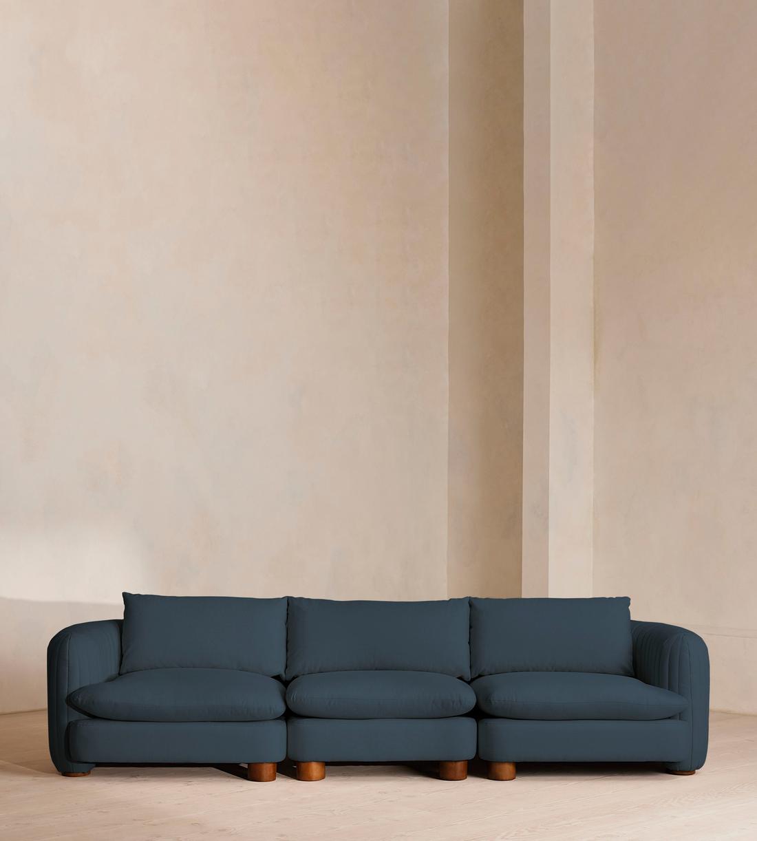 Vivienne Deeper Sit Modular Sofa - Four Seater - Linen - Prussian Blue - Listing - Image 2