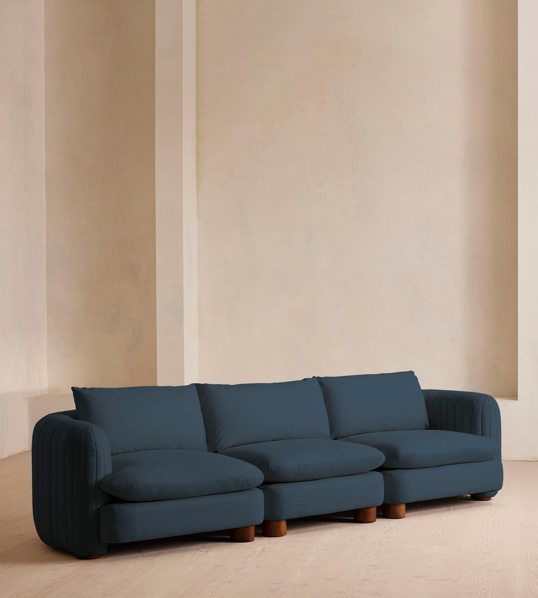 Vivienne Deeper Sit Modular Sofa - Four Seater - Linen - Prussian Blue - Listing - Image 1