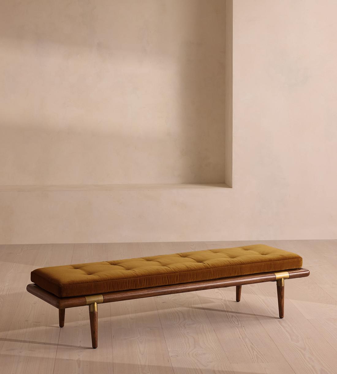 Theodore Bench - Mustard Velvet - Listing - Image 1