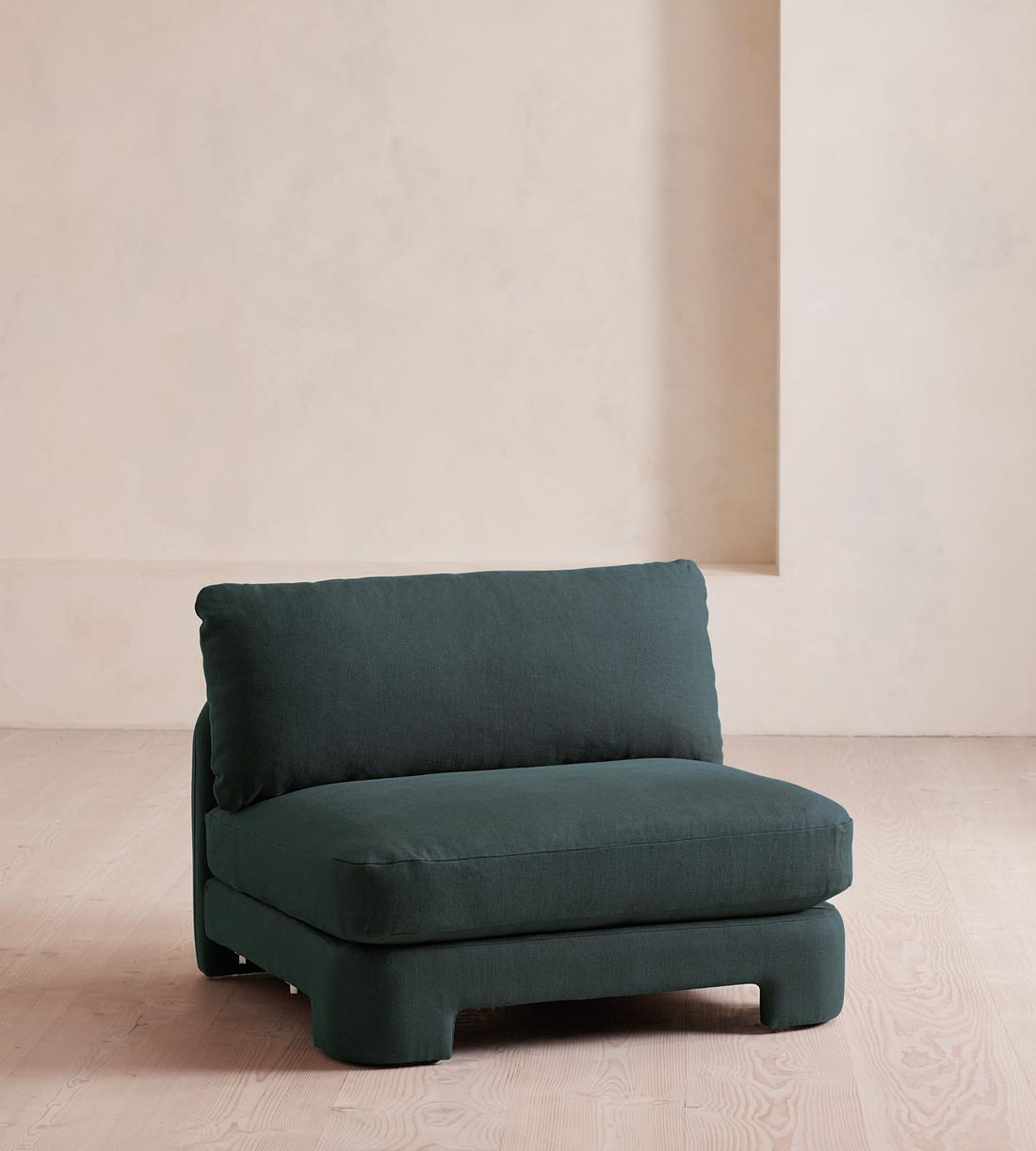 Odell Deeper Sit Sectional Sofa - Armless Module - Linen - Prussian Blue - US - Image 2