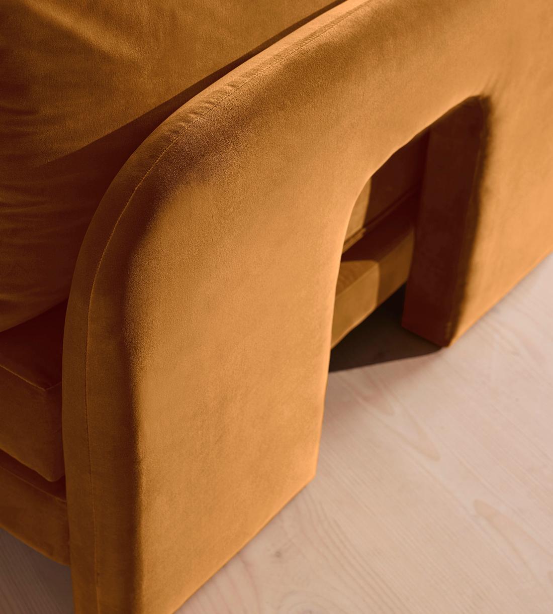 Odell Deeper Sit Sectional Sofa - Armless Module - Mustard Velvet - US - Image 5