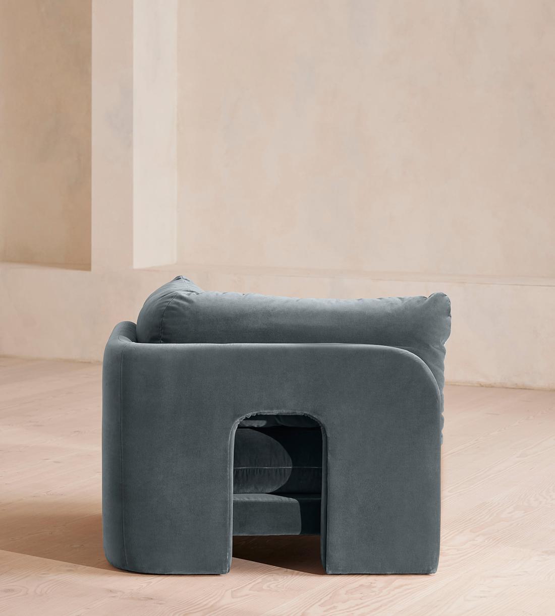 Odell Deeper Sit Sectional Sofa - Corner Module - Grey Blue Velvet - US - Image 4