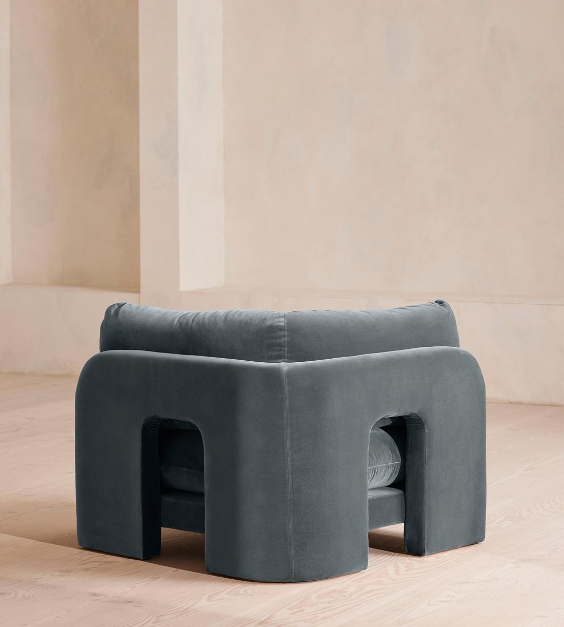 Odell Deeper Sit Sectional Sofa - Corner Module - Grey Blue Velvet - US - Image 5