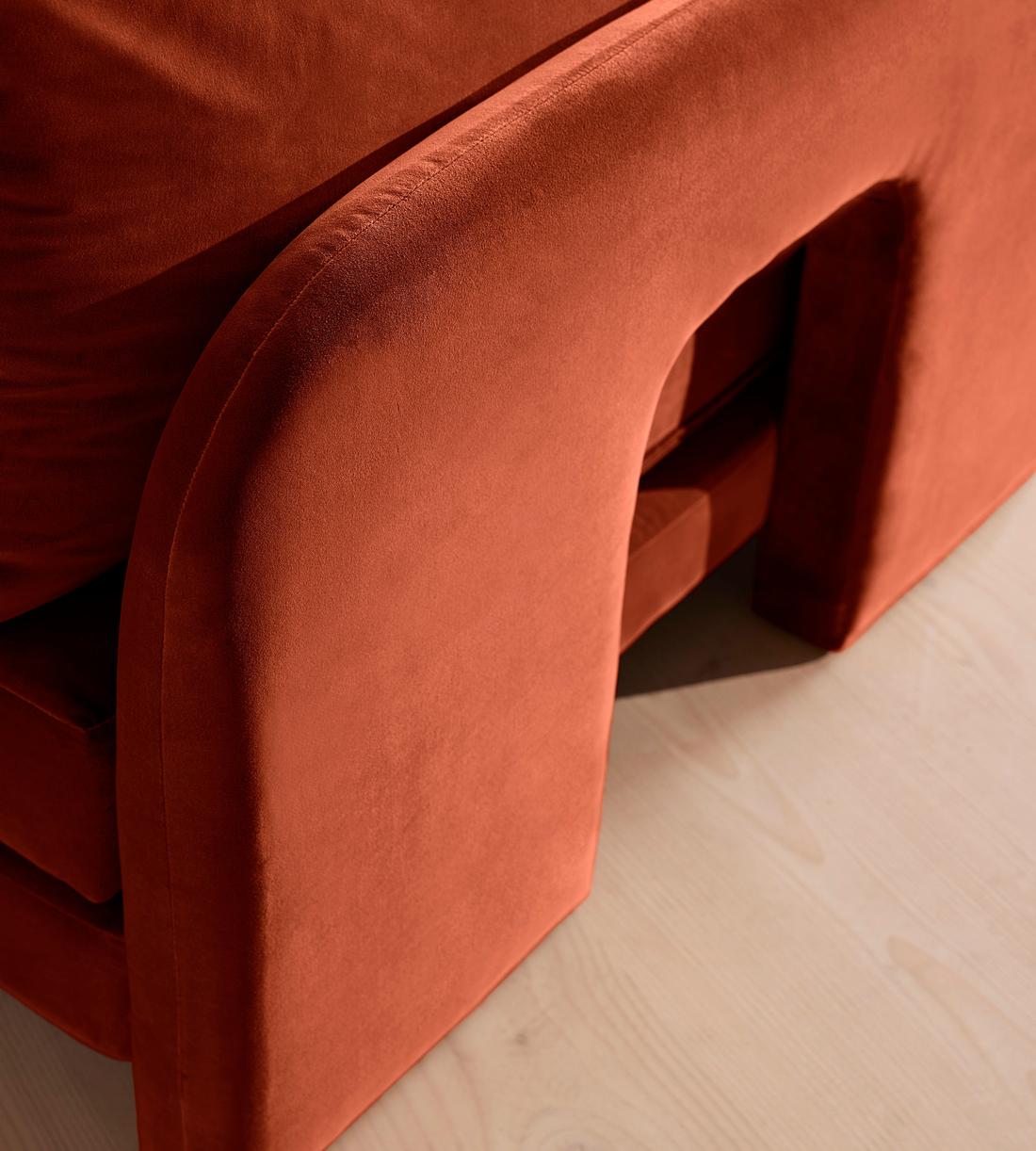 Odell Deeper Sit Sectional Sofa - Armless Module - Velvet Rust - US - Image 5