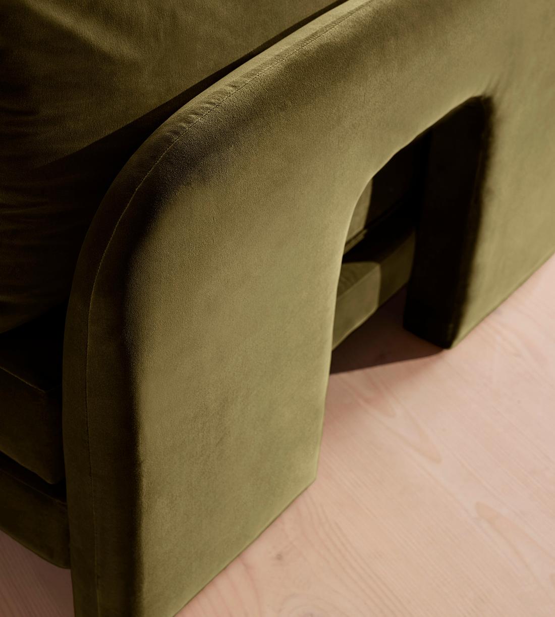 Odell Deeper Sit Sectional Sofa - Armless Module - Olive Velvet - US - Image 5