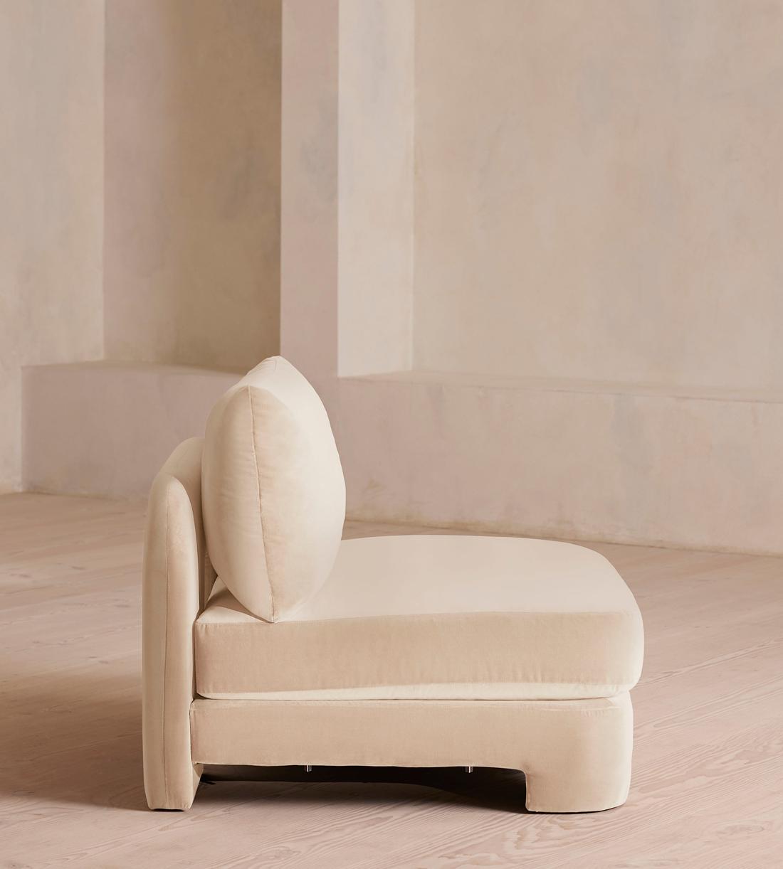 Odell Deeper Sit Sectional Sofa - Armless Module - Porcelain Velvet - US - Image 3