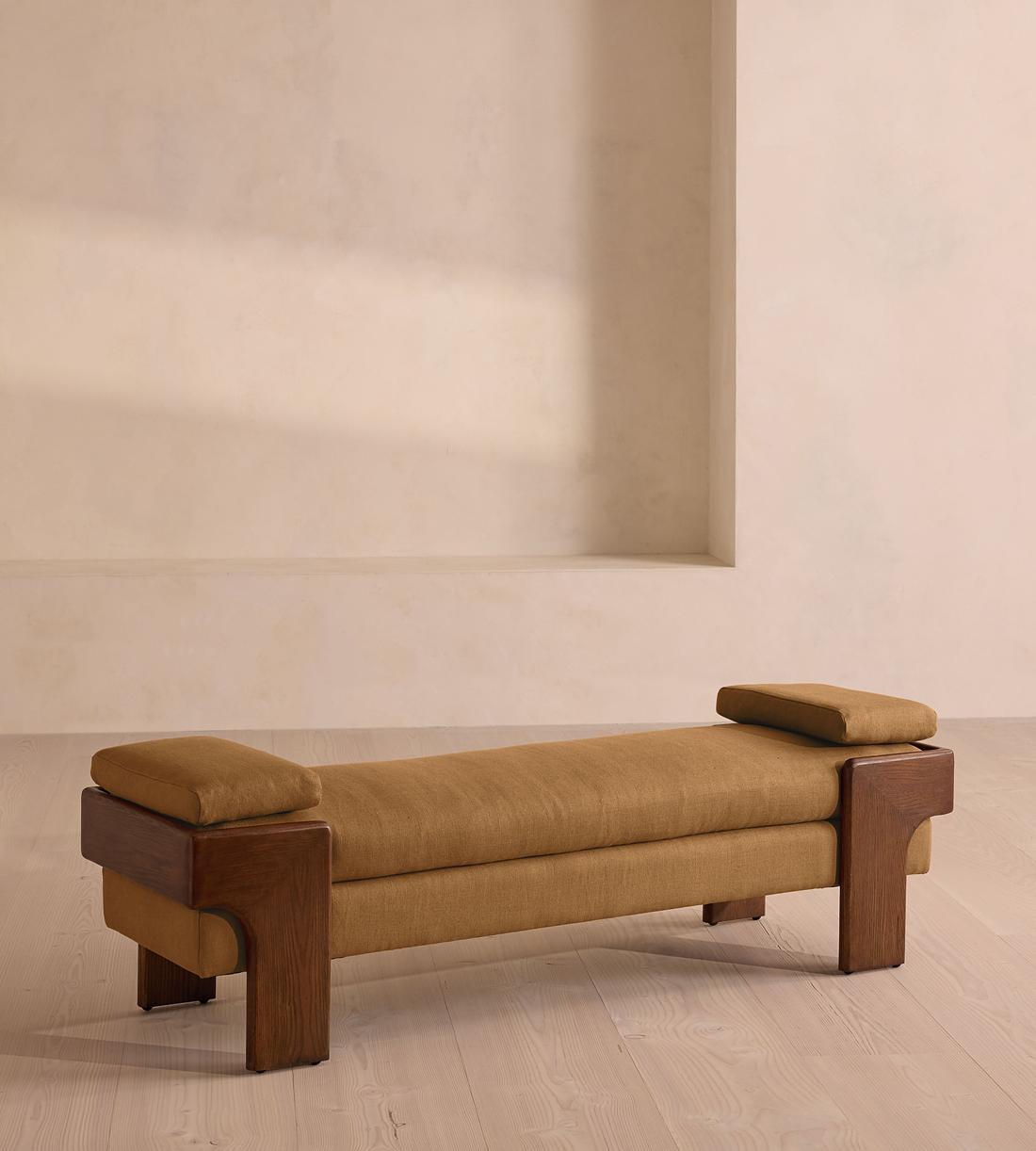 Marcia Bench - Linen - Ochre - Listing - Image 1