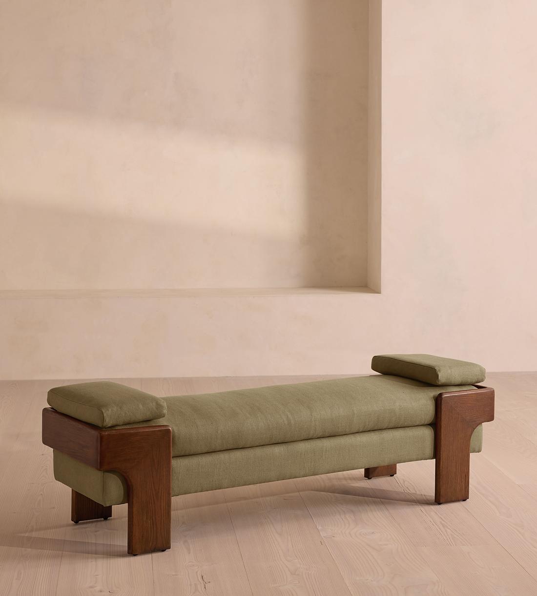 Marcia Bench - Linen - Sage - Listing - Image 1