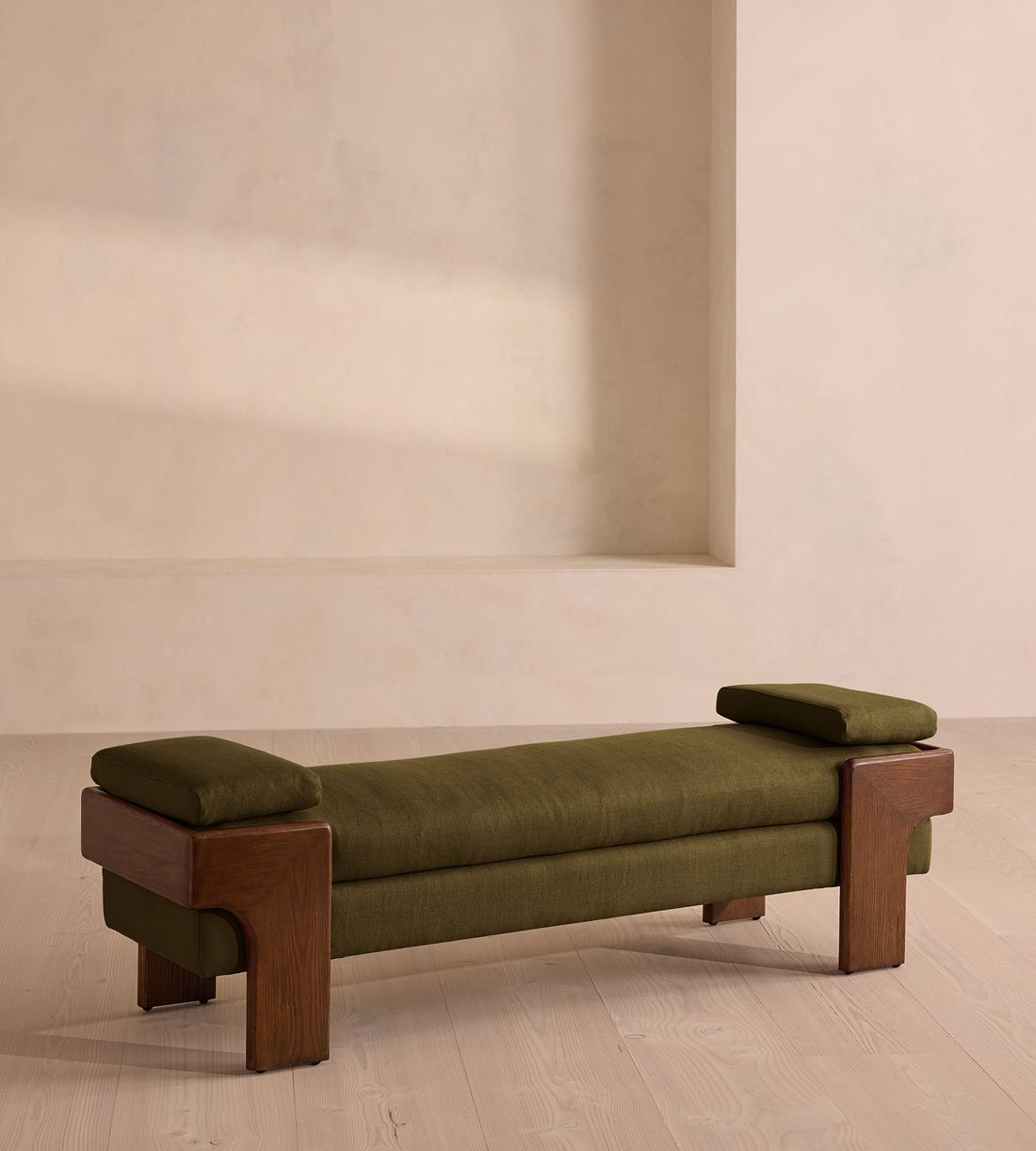 Marcia Bench - Linen - Olive - Listing - Image 1