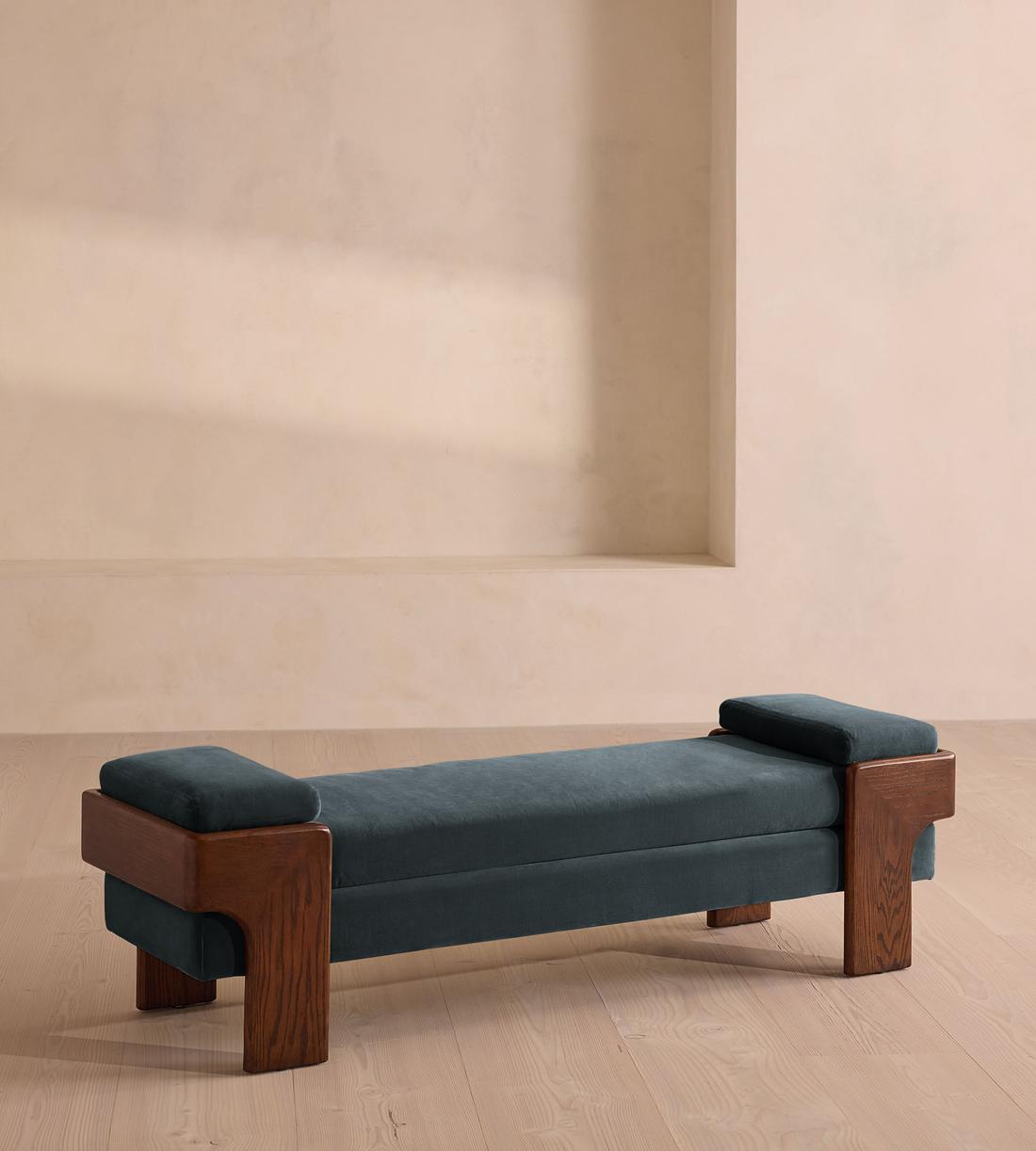 Marcia Bench - Grey Blue Velvet - Listing - Image 1