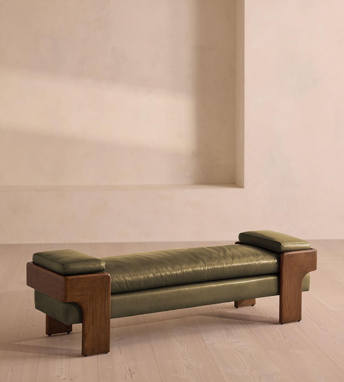 Marcia Bench - Leather - Moss - Listing - Image 1