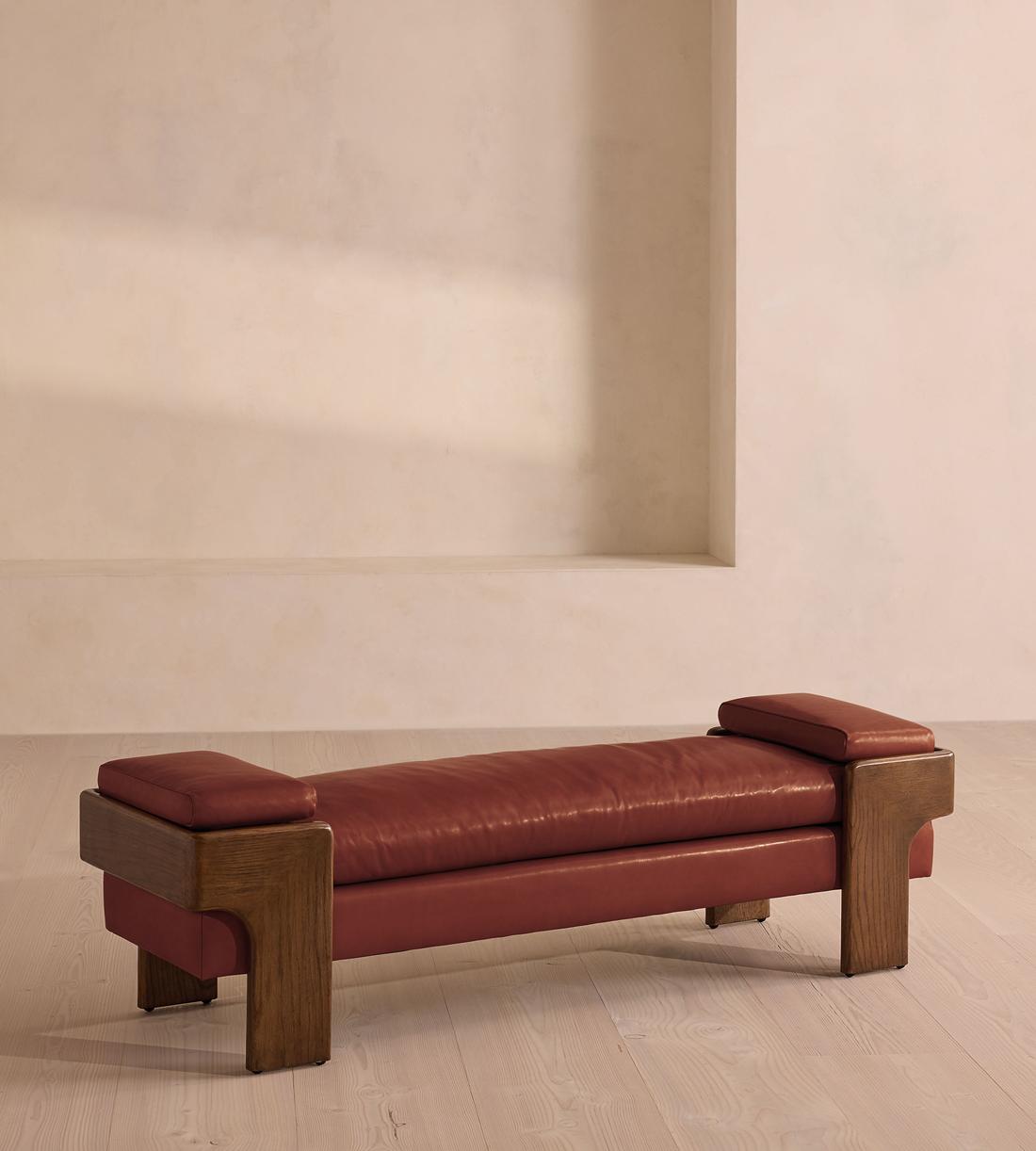 Marcia Bench - Leather - Sangria - Listing - Image 1