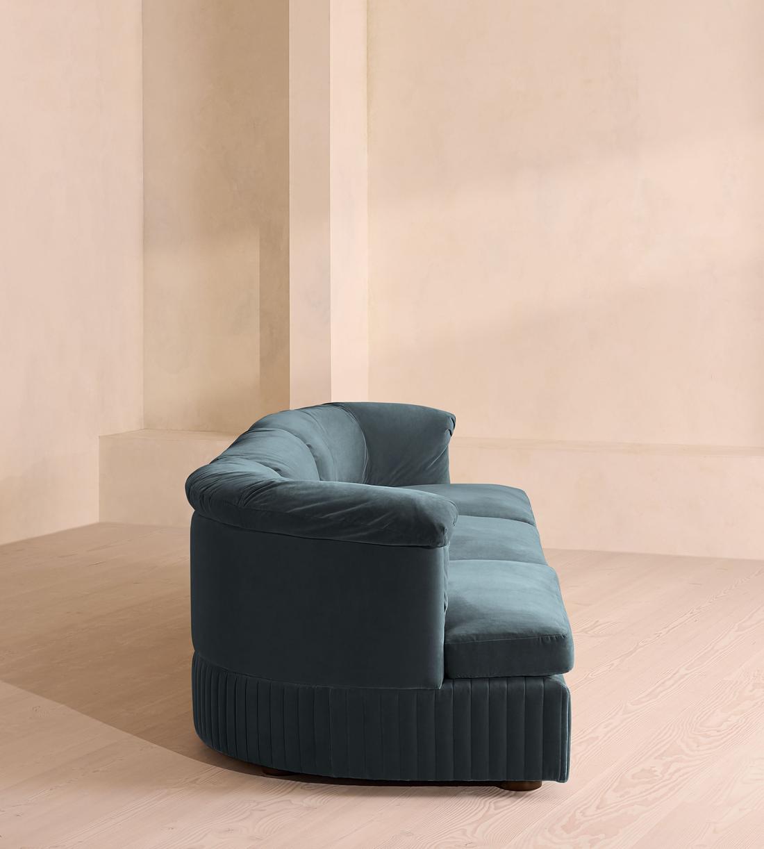 Oona Sectional Sofa - Four Seater - Velvet Grey Blue - US - Images - Image 3