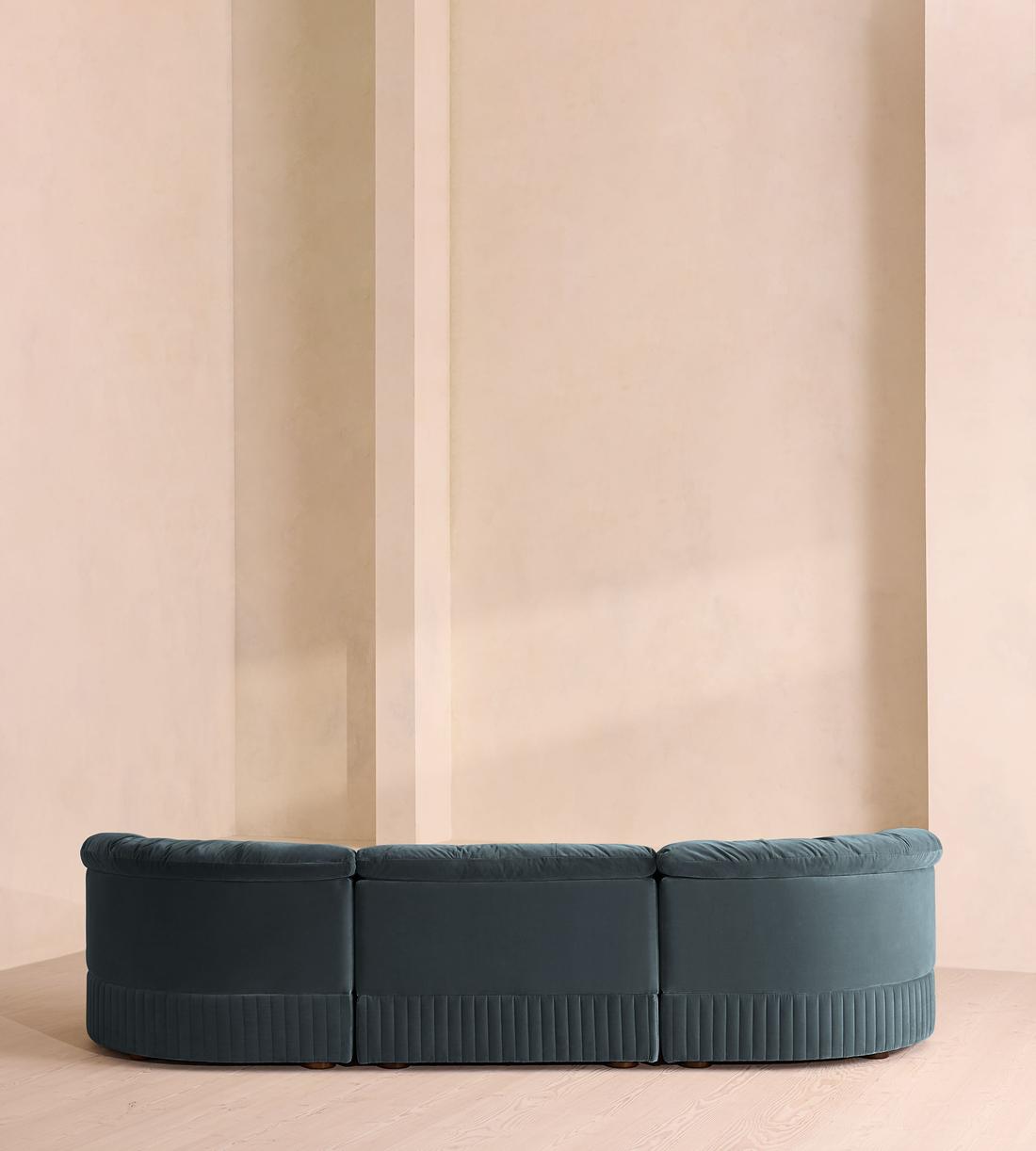 Oona Sectional Sofa - Four Seater - Velvet Grey Blue - US - Images - Image 4