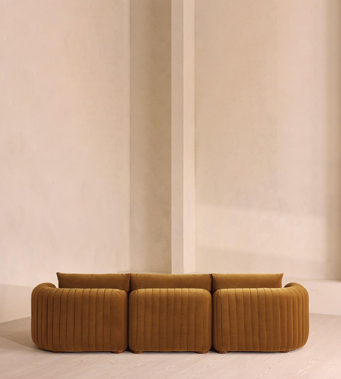 Vivienne Deeper Sit Sectional Sofa - Four Seater - Velvet Mustard US - Images - Image 4
