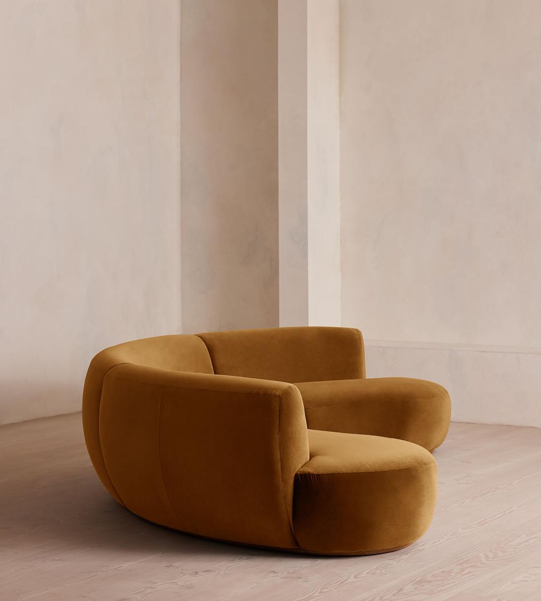 Aline Serpentine Modular Sofa - Four Seater - Mustard Velvet - UK - Images - Image 3