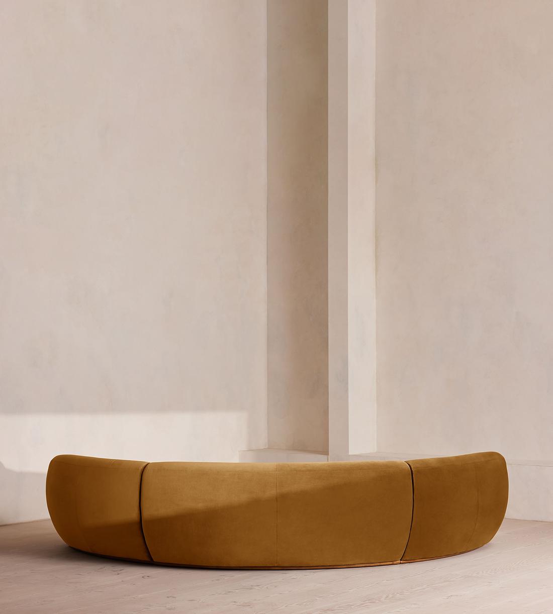 Aline Serpentine Modular Sofa - Four Seater - Mustard Velvet - UK - Images - Image 4