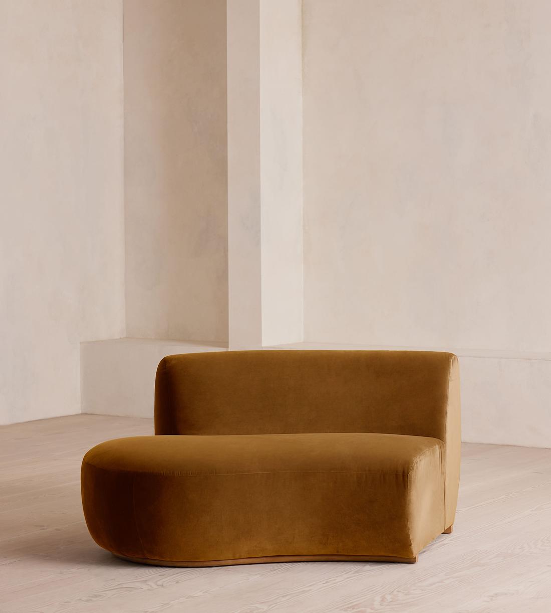 Aline Serpentine Sectional Sofa - Left Section - Mustard Velvet - US - Image 1