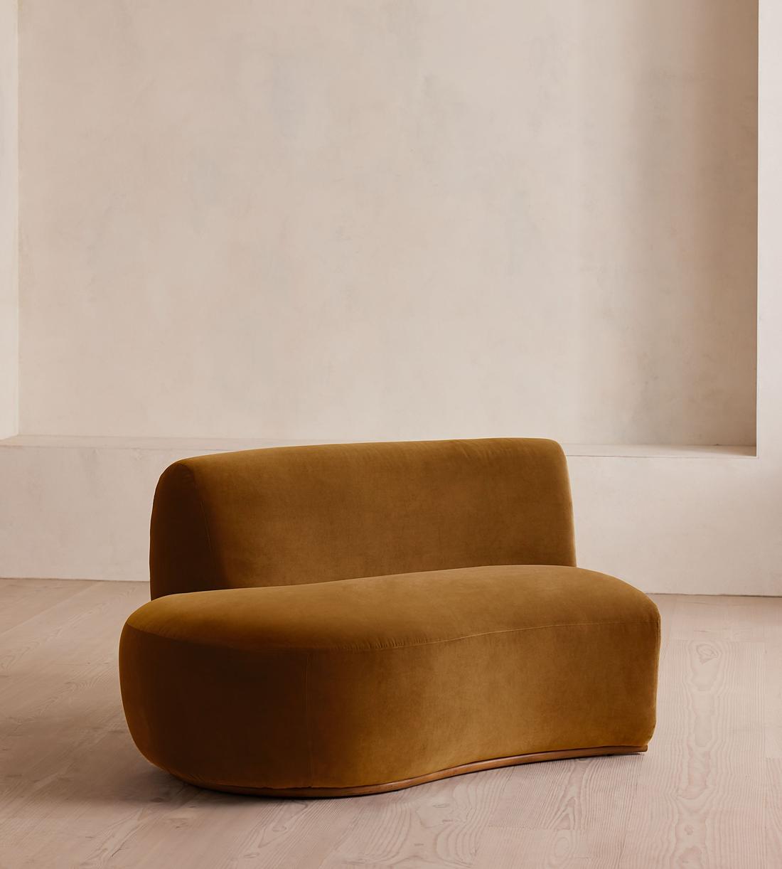 Aline Serpentine Sectional Sofa - Left Section - Mustard Velvet - US - Image 2