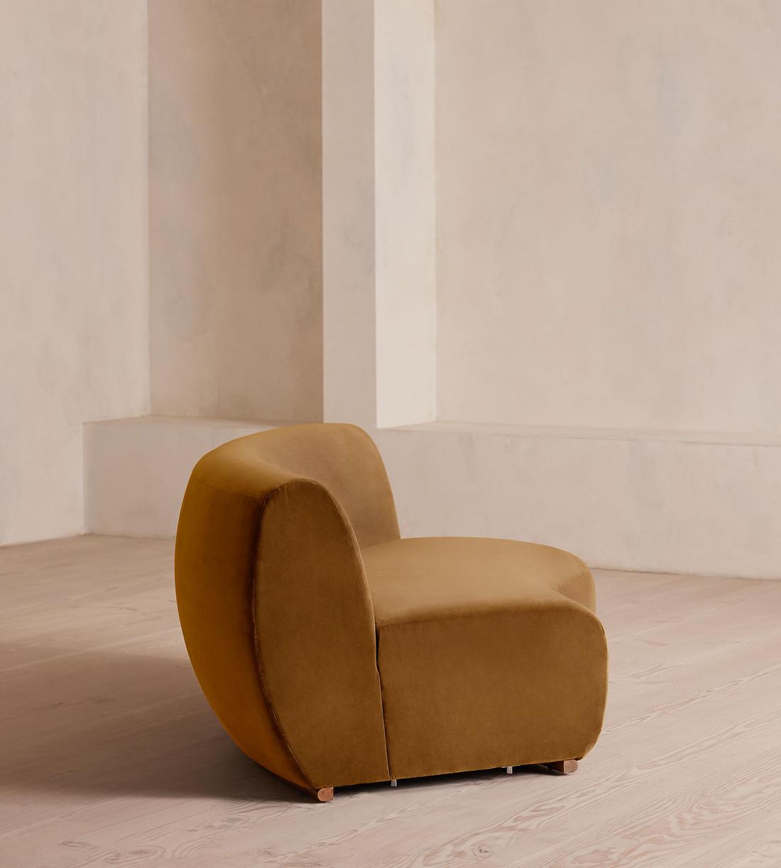 Aline Serpentine Modular Sofa - Left Section - Mustard Velvet - Image 7
