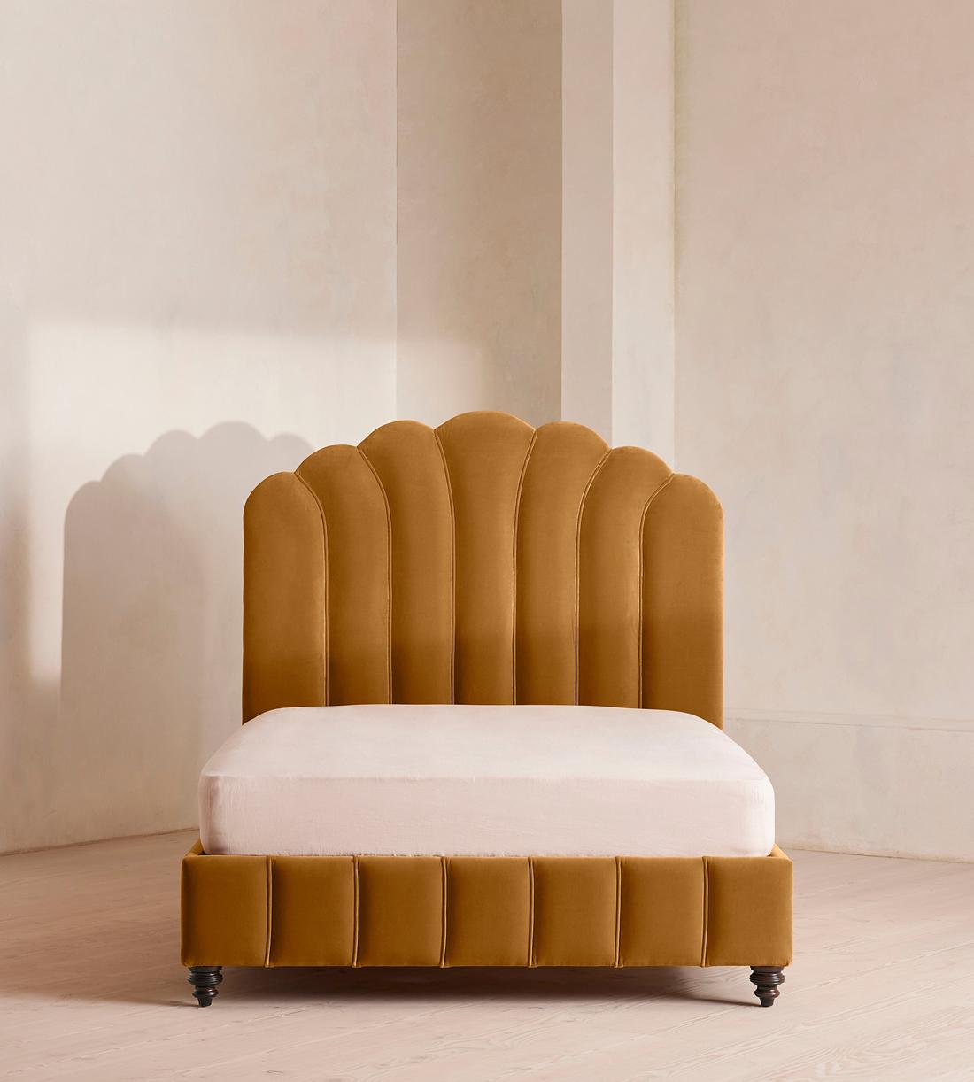 Manette Bed - Double - Velvet - Mustard - Listing - Image 2