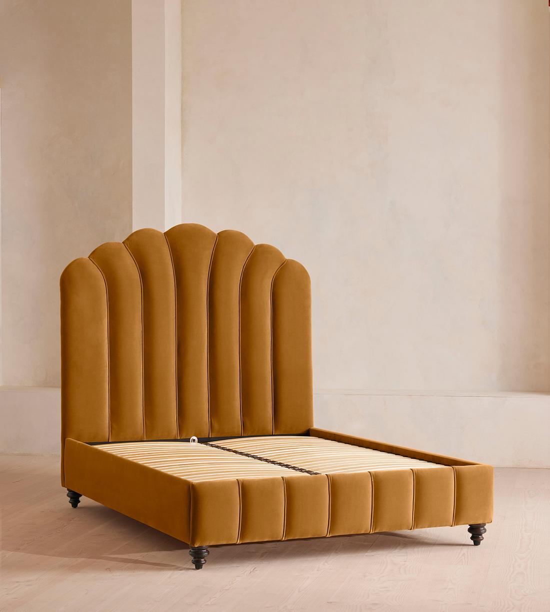 Manette Bed - Double - Velvet - Mustard - Images - Image 3