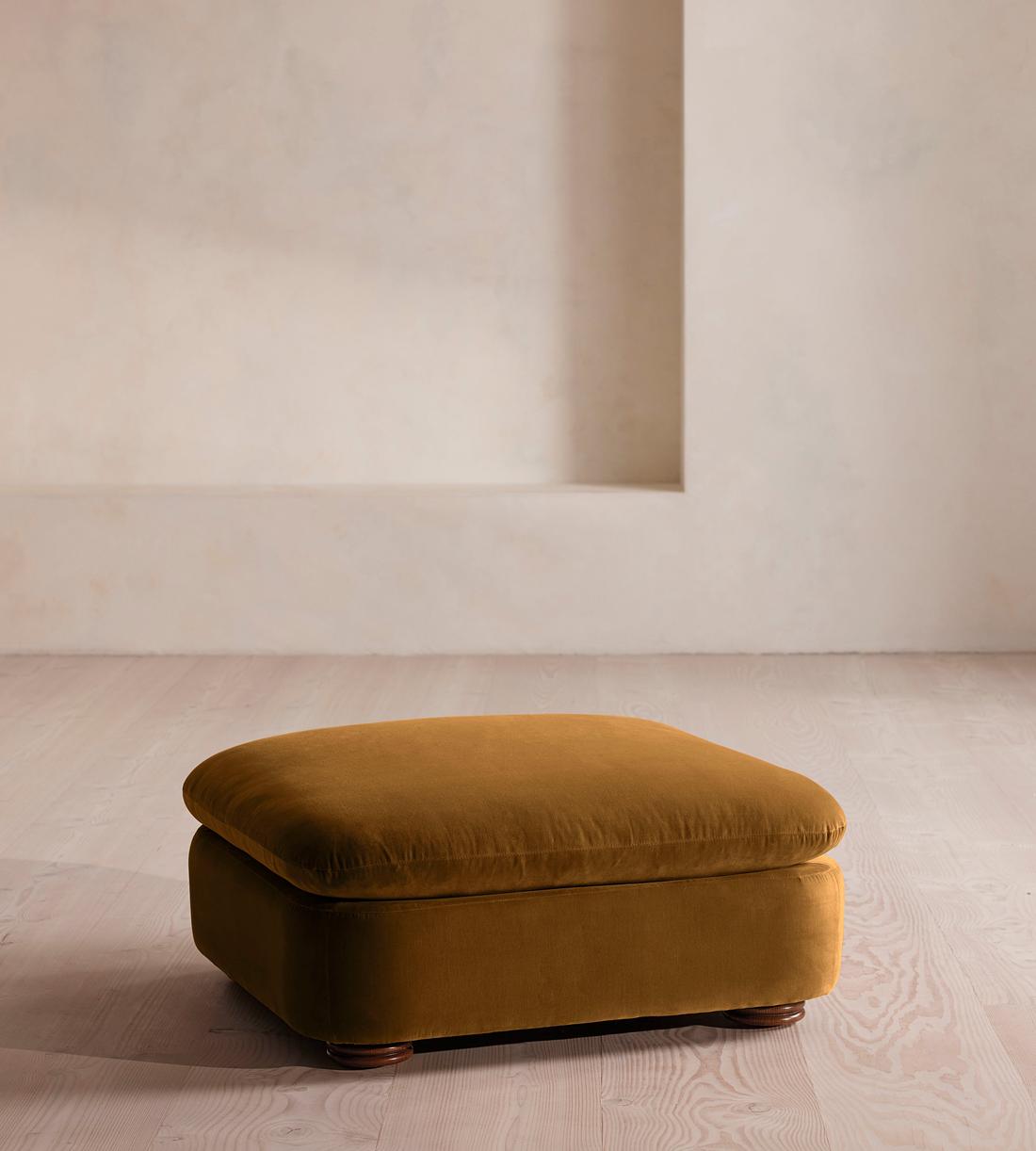 Rava Ottoman - Velvet - Mustard - US - Image 1
