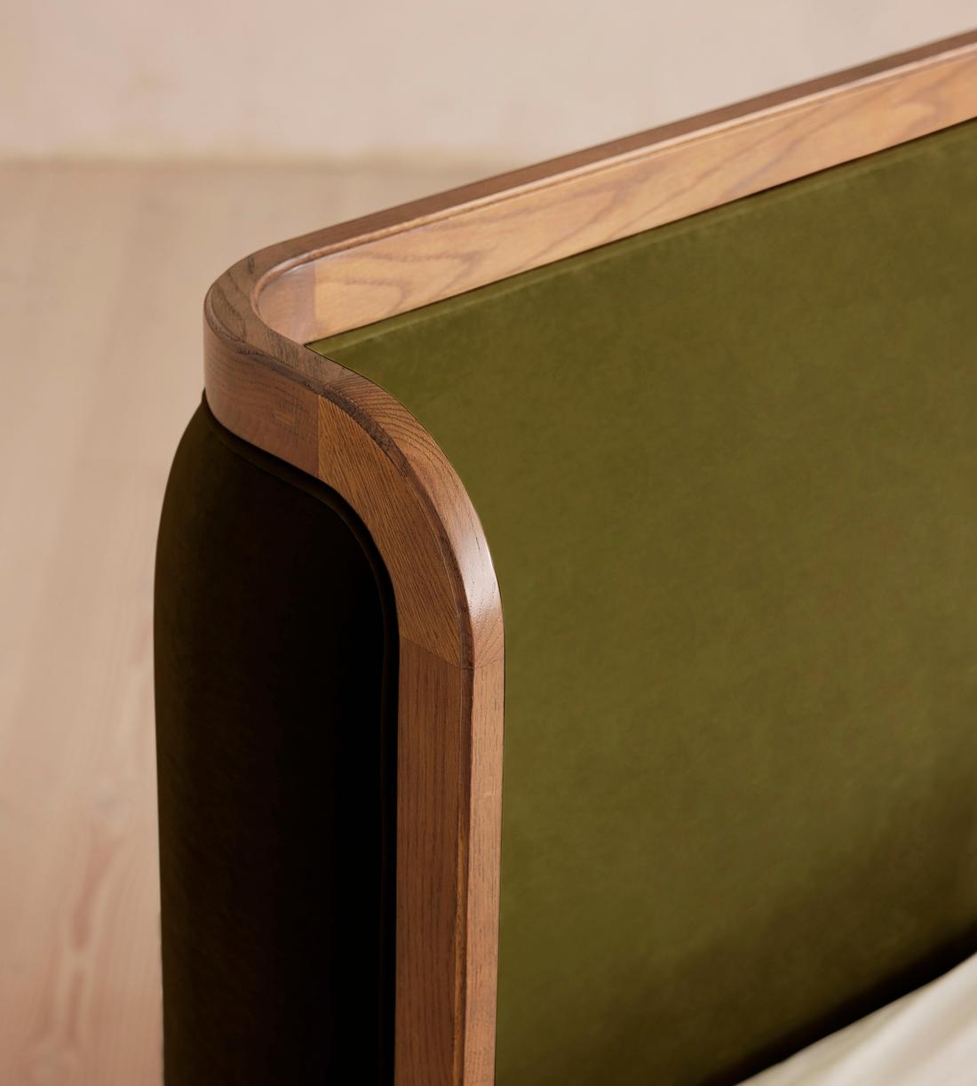 Belsa Bed - Light Oak - King - Velvet - Olive - Images - Image 4