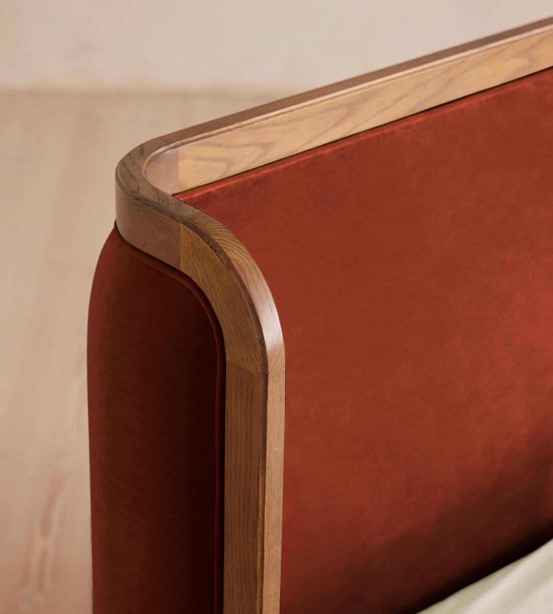 Belsa Bed - Light Oak - Queen - Velvet - Rust - US - Images - Image 4