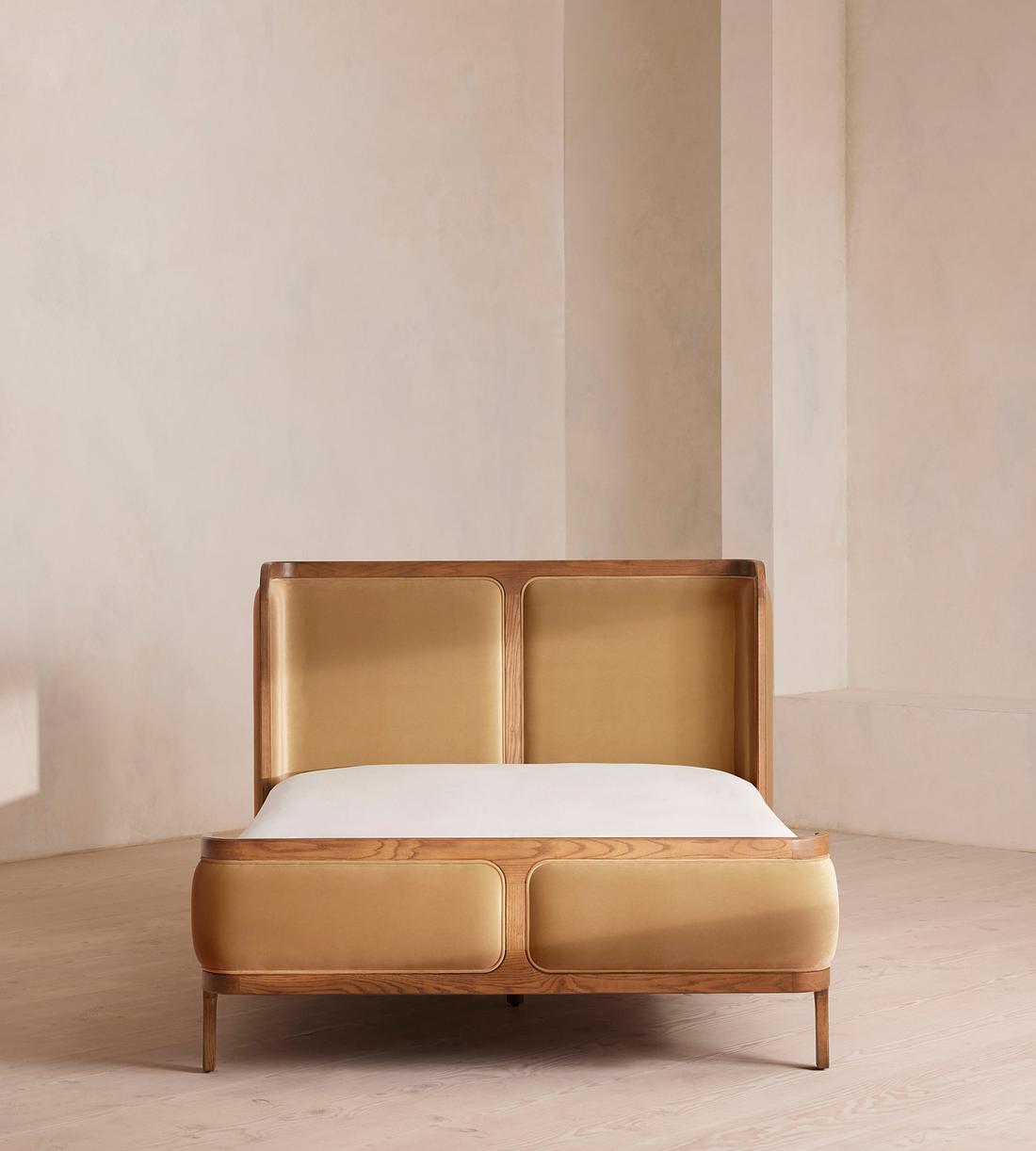 Belsa Bed - Light Oak - King - Velvet - Camel - US - Listing - Image 2