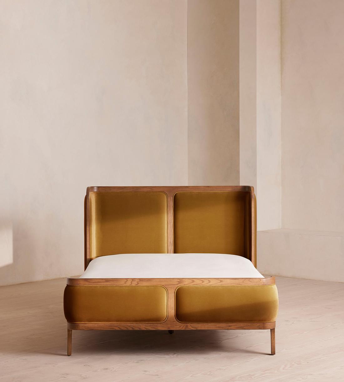 Belsa Bed - Light Oak - Superking - Velvet - Mustard - Listing - Image 2