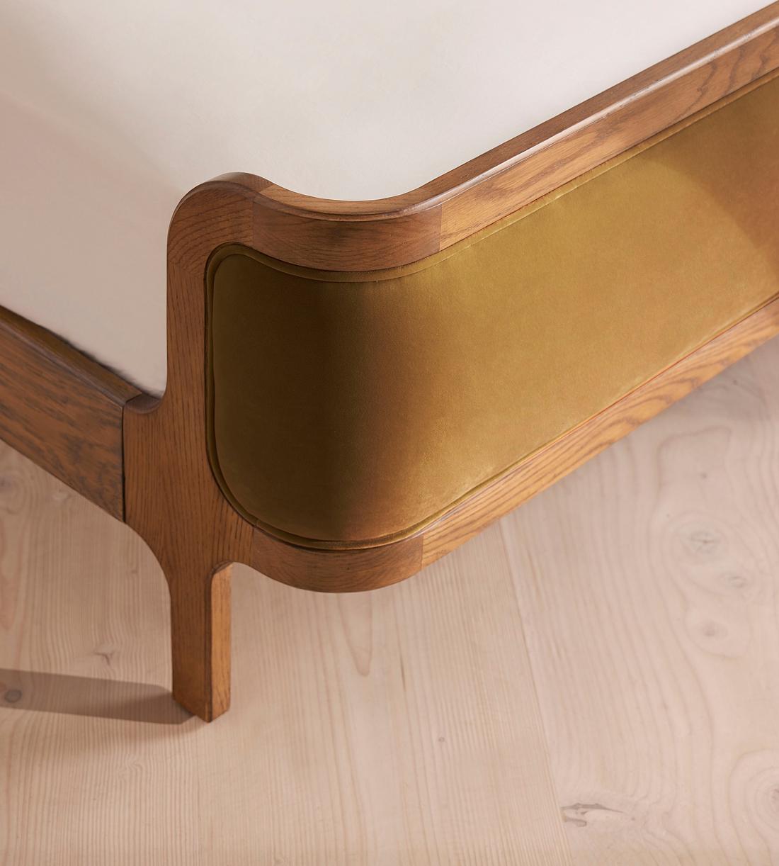 Belsa Bed - Light Oak - Superking - Velvet - Mustard - Images - Image 5
