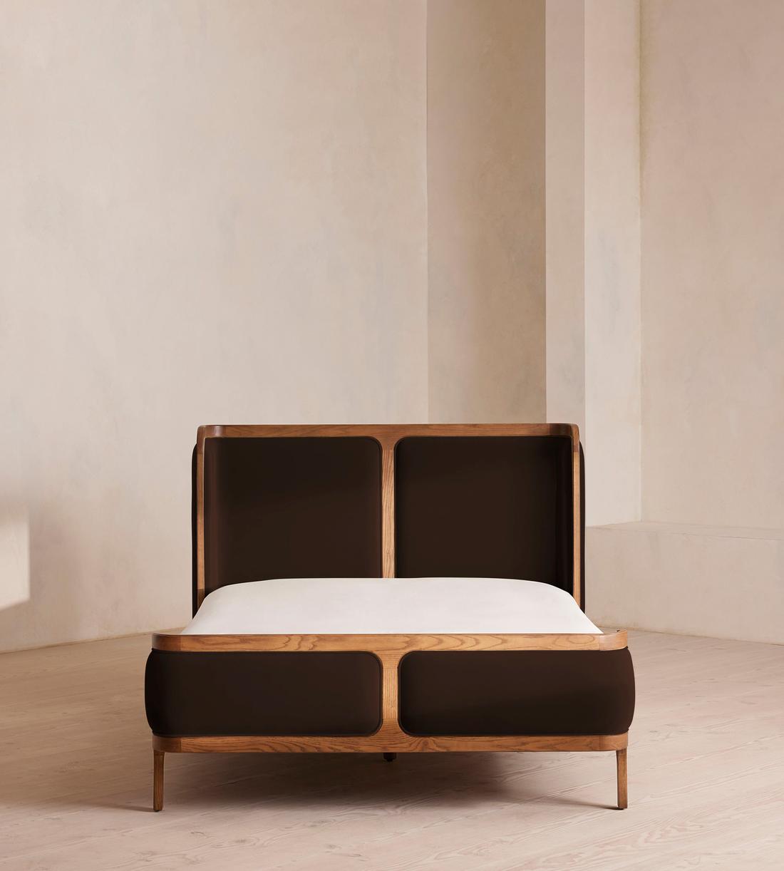 Belsa Bed - Light Oak - Queen - Velvet - Chocolate - US - Listing - Image 2