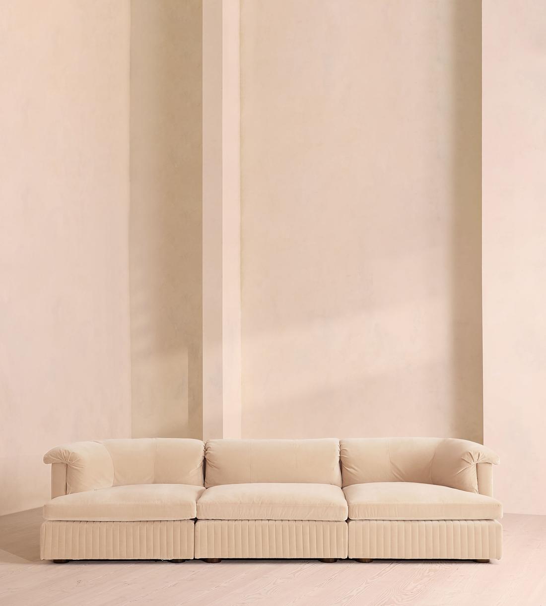 Oona Sectional Sofa - Four Seater - Velvet Porcelain - US - Listing - Image 1