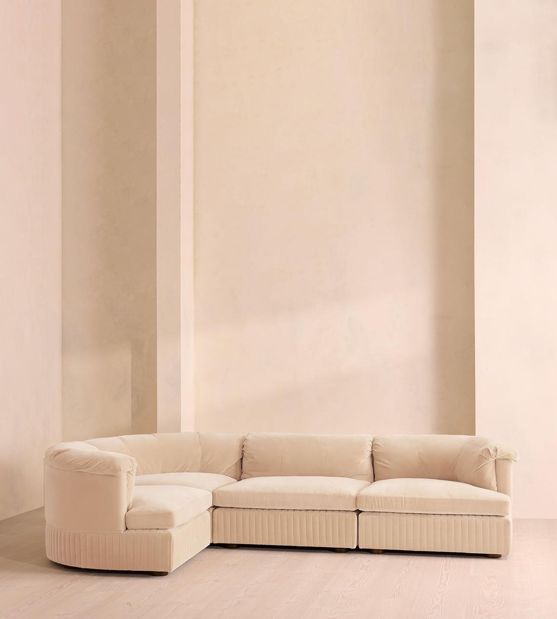 Oona Sectional Sofa - L-Shape Sofa - Velvet Porcelain - US - Listing - Image 2