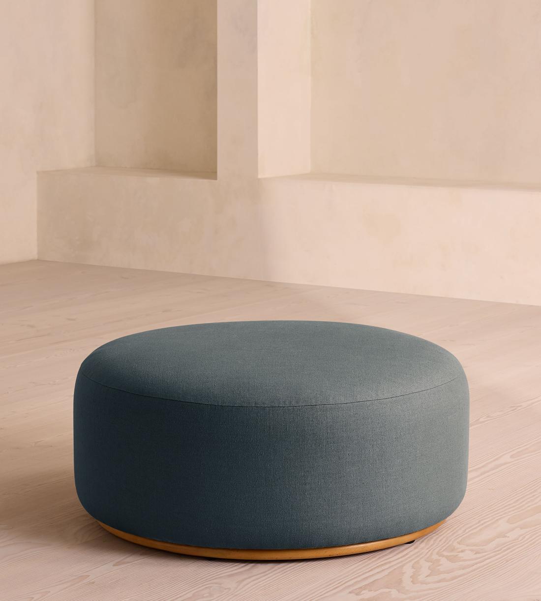 Aline Ottoman - Linen - Prussian Blue - US - Image 1