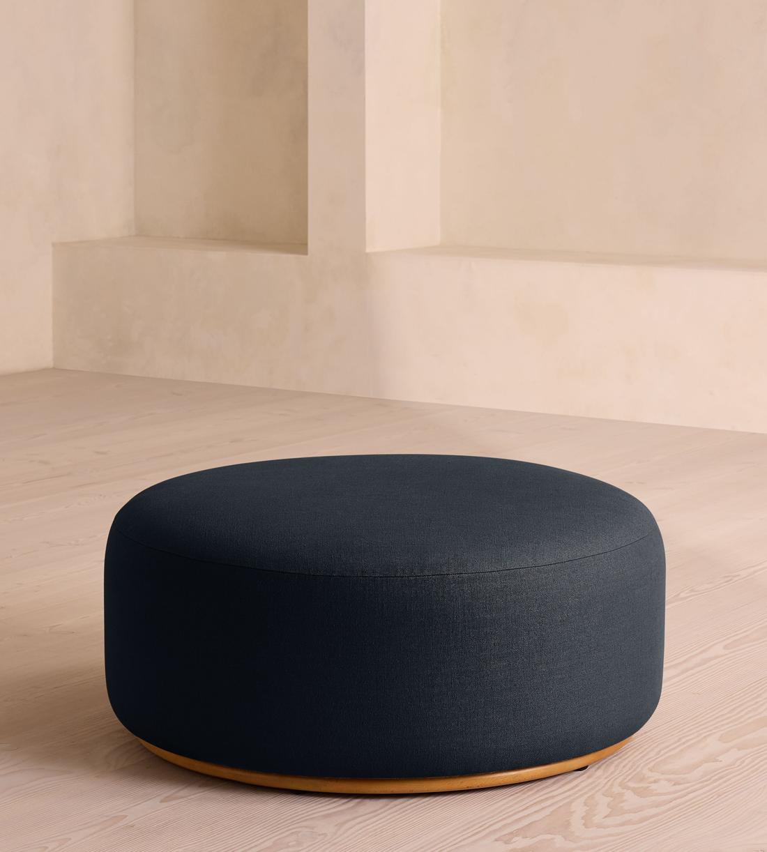 Aline Ottoman - Linen - Indigo - US - Image 1