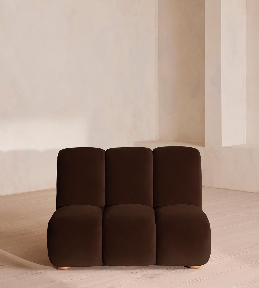 Noelle Modular Sofa - Straight Module - Velvet Chocolate Brown - Image 1