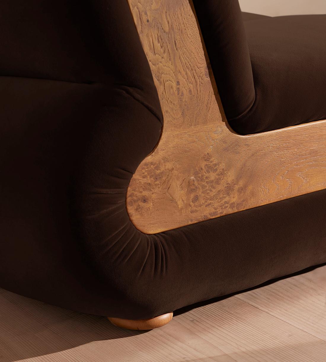 Noelle Modular Sofa - Straight Module - Velvet Chocolate Brown - Image 5