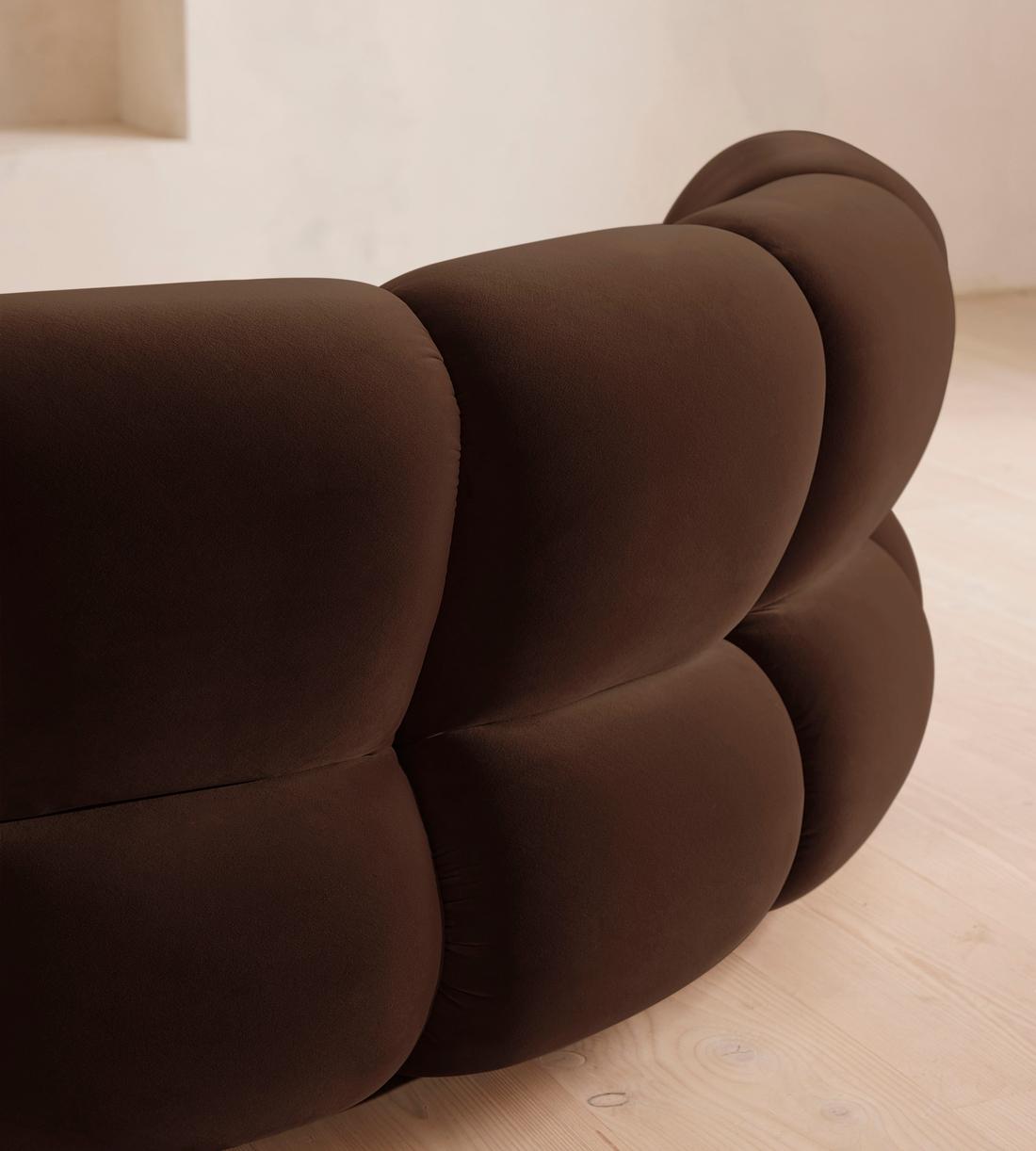 Noelle Sectional Sofa - Four Seater - Velvet Chocolate Brown - US - Images - Image 5