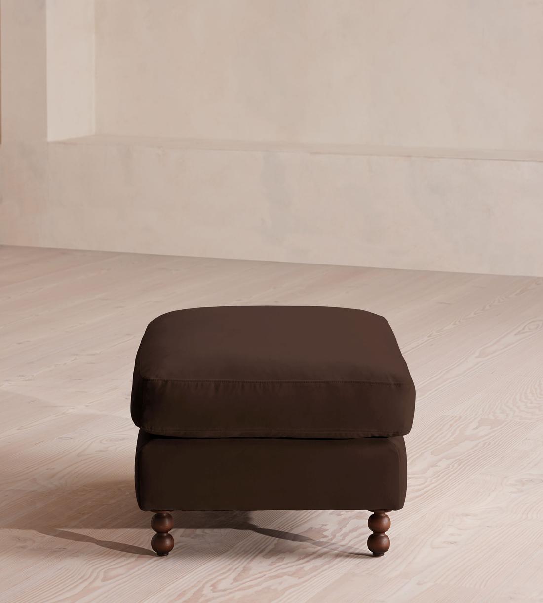 Audrey Square Ottoman - Sofa - Velvet - Chocolate - Images - Image 3