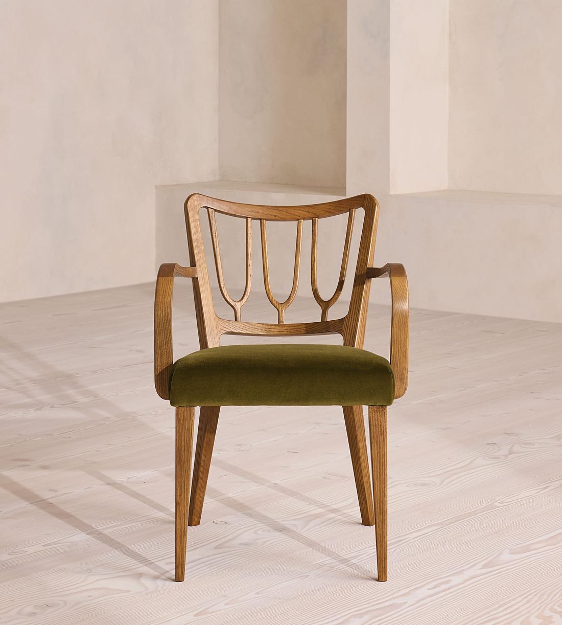 Leonie Armed Dining Chair - Velvet - Olive - Listing - Image 2