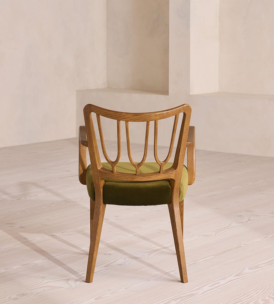 Leonie Armed Dining Chair - Velvet - Olive - Images - Image 4