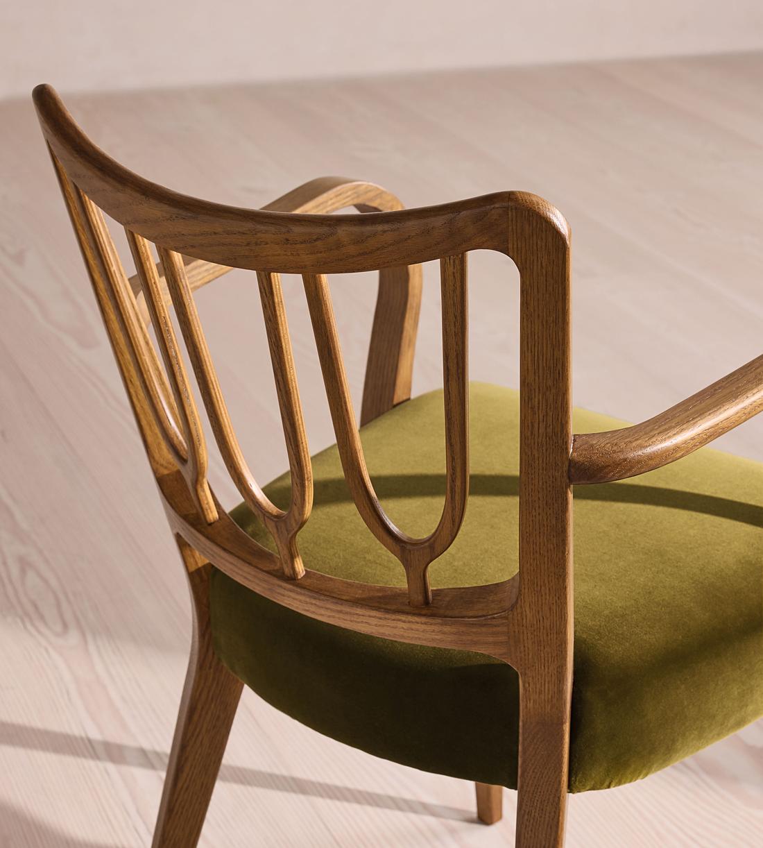 Leonie Armed Dining Chair - Velvet - Olive - Images - Image 5