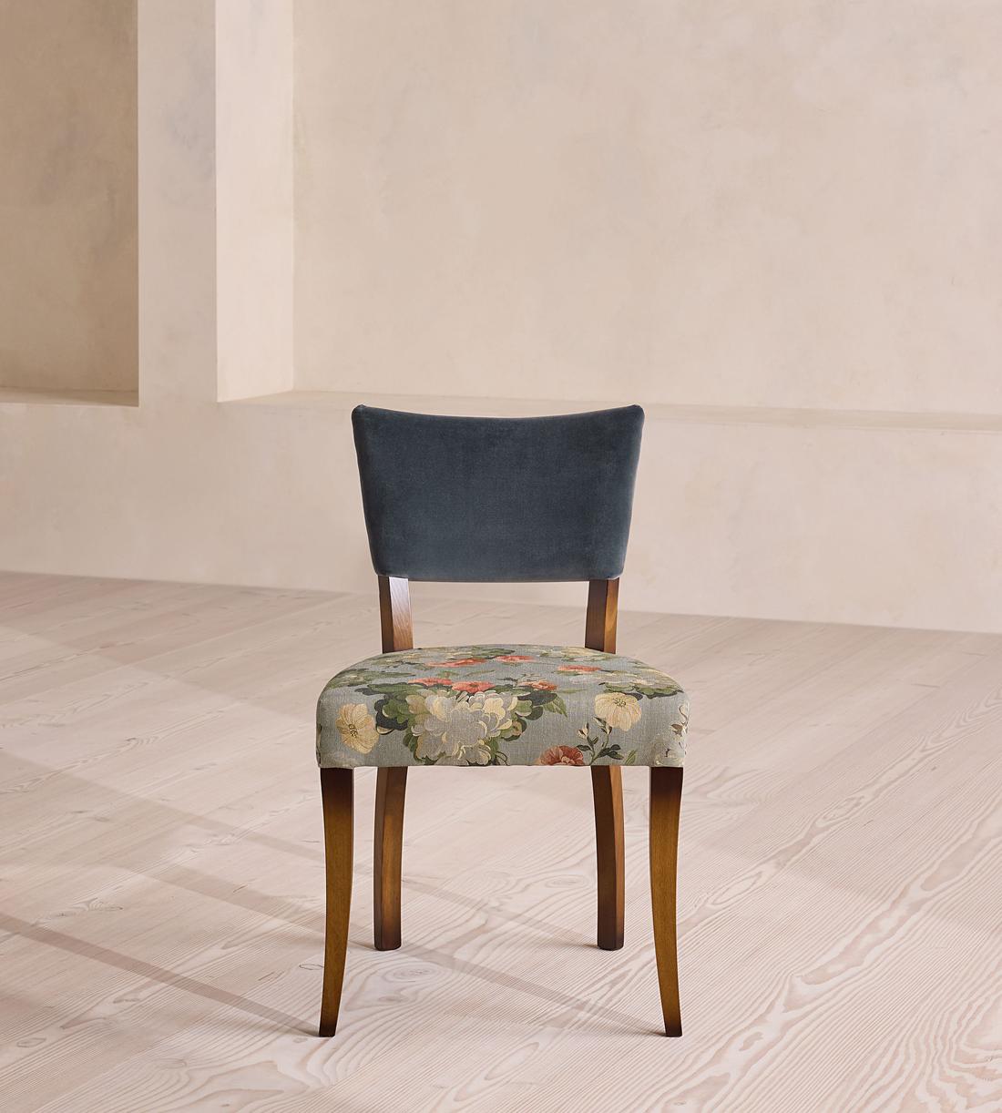Pair of Molina Dining Chairs - Skylar Print - Velvet Grey Blue - UK - Listing - Image 2